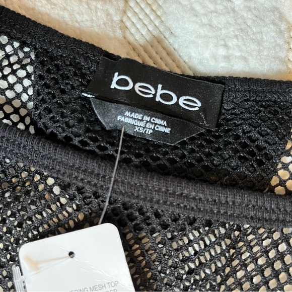 Bebe Black Fishnet Long Sleeve Top - Picture 8 of 8